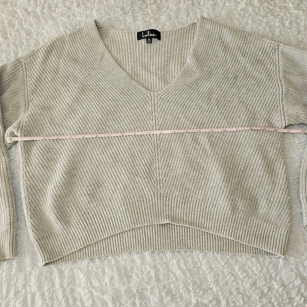 Lulu's Feel It Still Grey Knit Sweater sz Medium - Picture 7 of 10